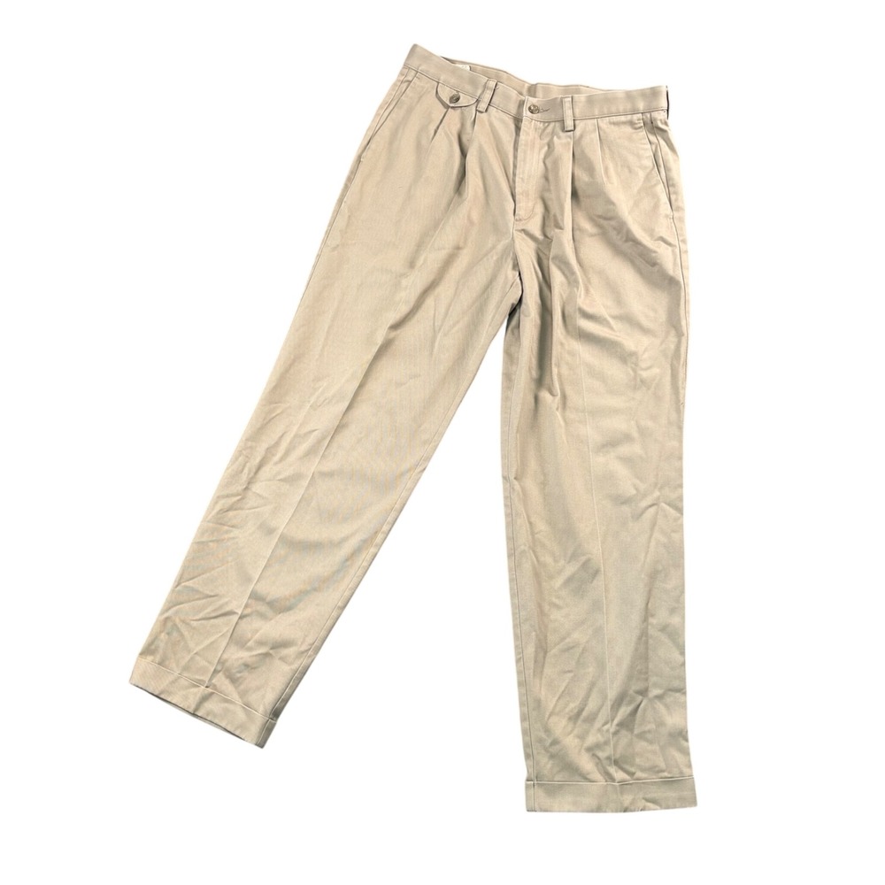Dockers Khaki Chino Pants 35x31.5 Pleated Preppy Quiet‎ Luxury Workwear